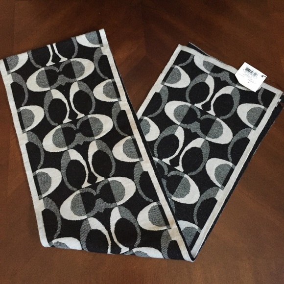 Coach Accessories - Coach Tonal Dream C Knit Scarf  Silver /Black  New